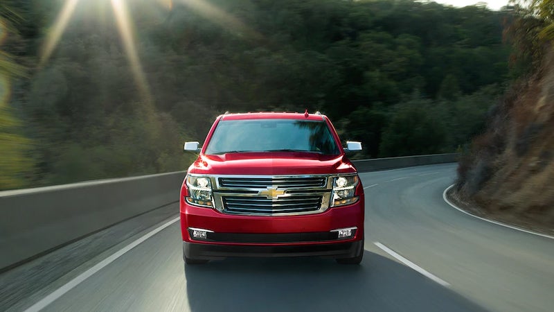red Chevrolet Tahoe front view